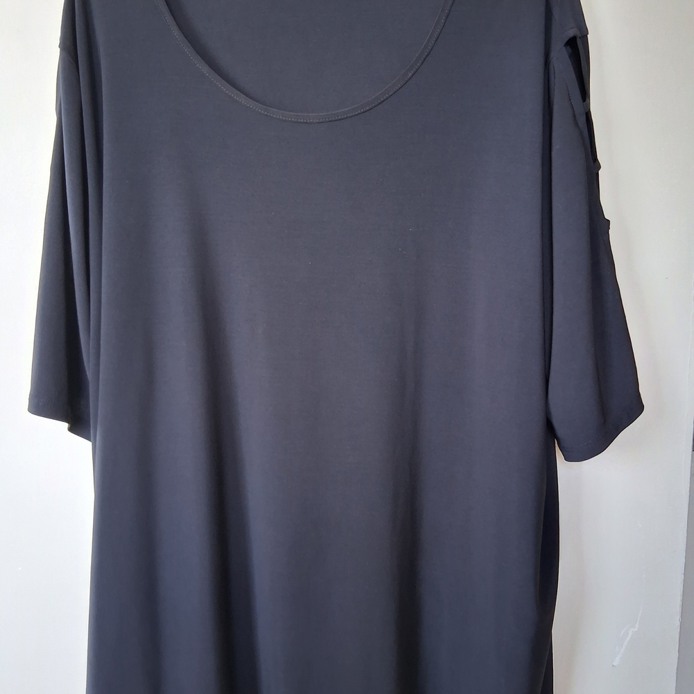 Charter Club Scoop Neck Short Sleeve Top - Black